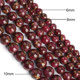 6/8/10mm Red Lake Cloisonne Round Stone Beads for Jewelry Making