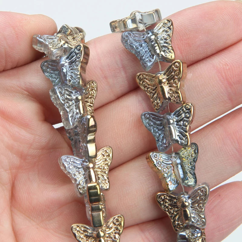 63PCS Butterfly Glass Bead Charms for Jewelry Making