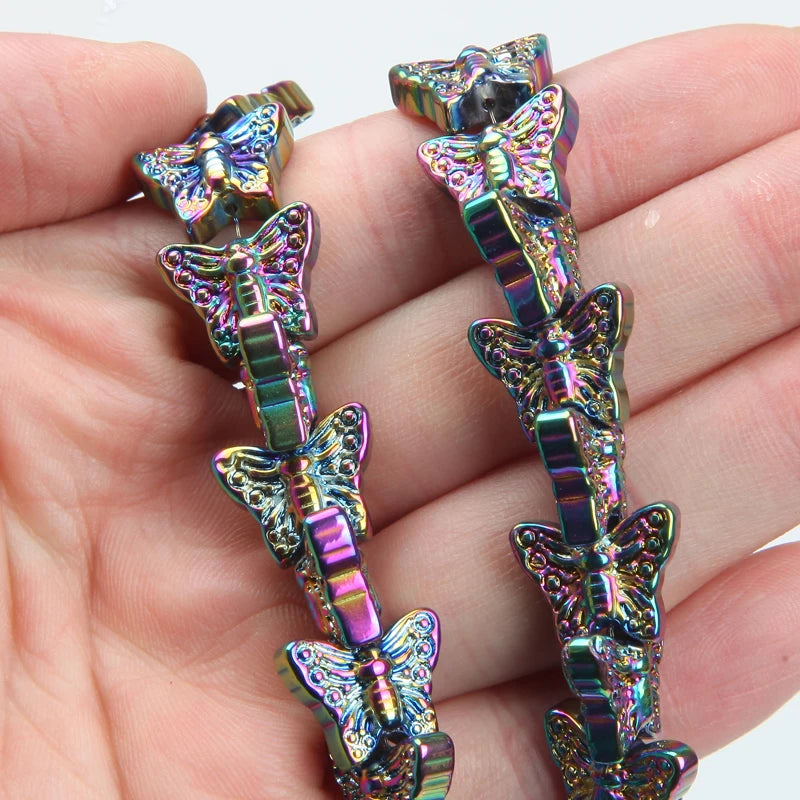 63PCS Butterfly Glass Bead Charms for Jewelry Making