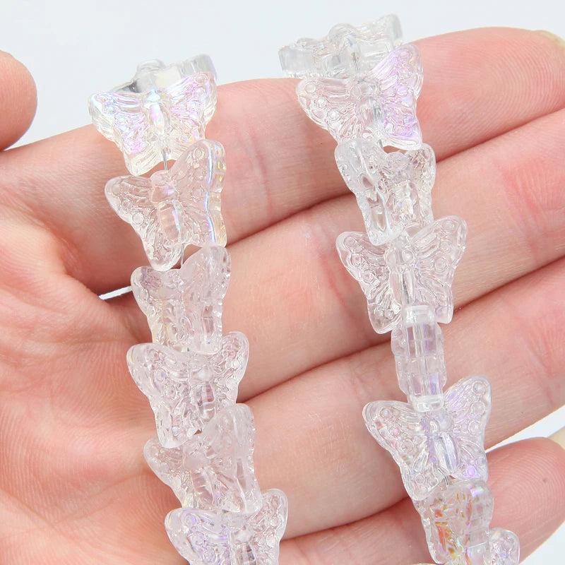 63PCS Butterfly Glass Bead Charms for Jewelry Making