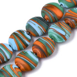Colorful Frosted Lampwork Stripe Beads Flat Round Spacer Beads