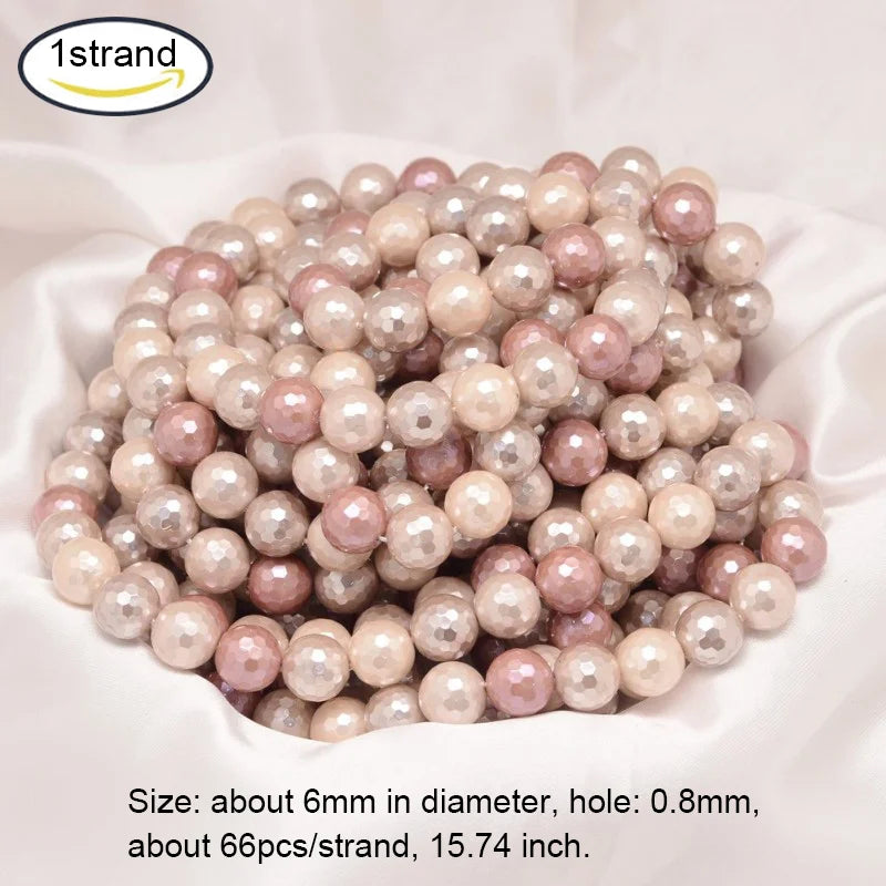8mm Round Shell Pearl Bead Strands Mixed for Jewelry Making DIY