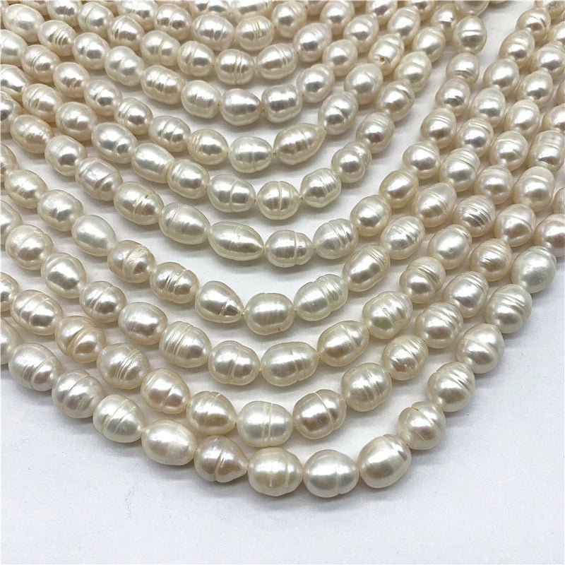 High Luster 10MM Rice Pearl with Big Hole for Jewelry Making