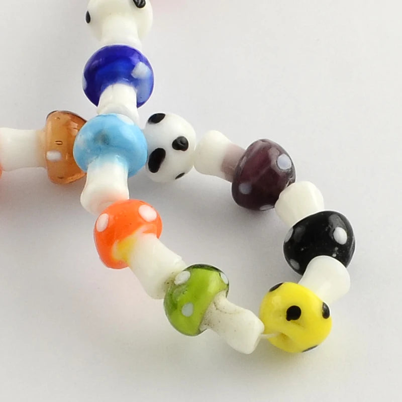 Strand Mushroom Lampwork Beads Mixed Loose Beads for DIY Jewelry Making