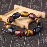Tiger's Eye Stone Bead Bracelet Barrel Bead Hand String 11x16mm 13x18mm