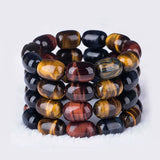 Tiger's Eye Stone Bead Bracelet Barrel Bead Hand String 11x16mm 13x18mm