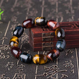 Tiger's Eye Stone Bead Bracelet Barrel Bead Hand String 11x16mm 13x18mm