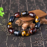Tiger's Eye Stone Bead Bracelet Barrel Bead Hand String 11x16mm 13x18mm