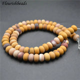 5x8mm Yellow Mookaite Gemstone Matte Rondelle Beads