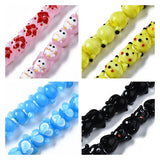 Sky Fox Bumpy Lampwork Beads Pink Cat Dog Beads DIY