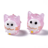 Sky Fox Bumpy Lampwork Beads Pink Cat Dog Beads DIY
