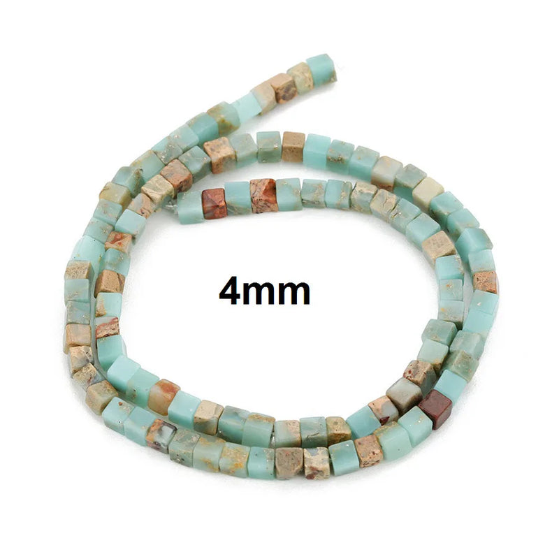 Natural Stone Square Beads Snake Skin 4/5/6mm Lot