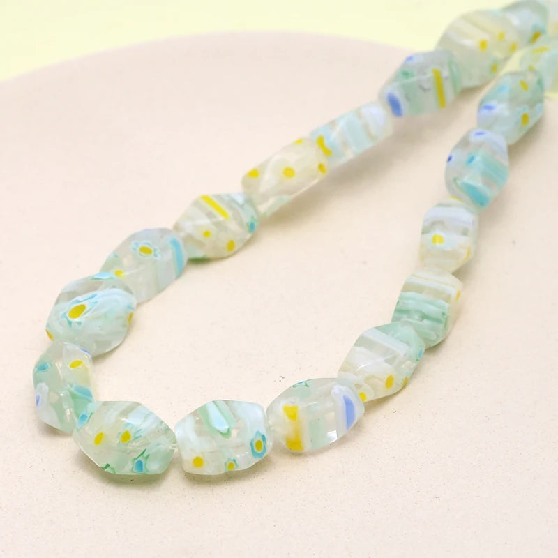 Colorful Broken Flower Glass Beads Faceted Cut DIY Jewelry Necklace Bracelet