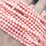 Pink Coral Beads Loose Faceted Ball 4MM 6MM Women Bracelets DIY Jewelry