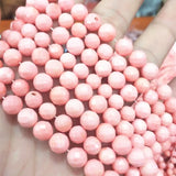 Pink Coral Beads Loose Faceted Ball 4MM 6MM Women Bracelets DIY Jewelry
