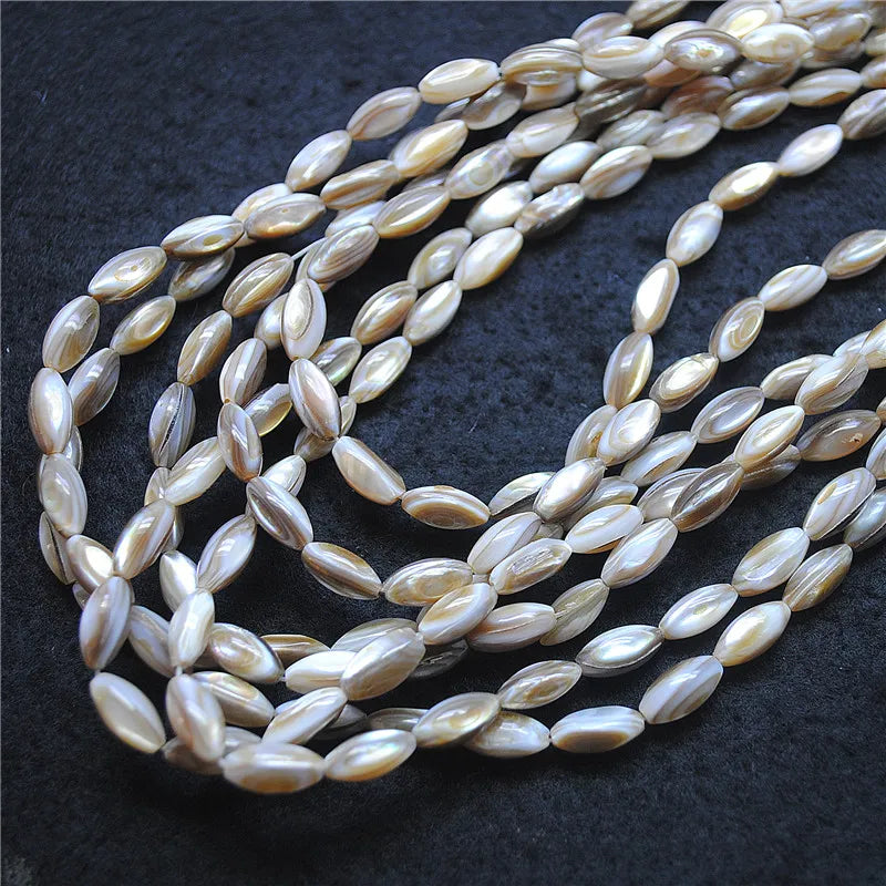 Natural Shell Beads Rice Shape Brown Mother of Pearl DIY Beads 4X8MM 5X10MM