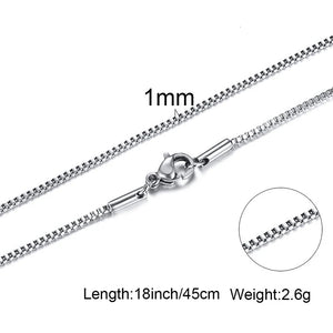 3mm Stainless Steel Box Chain Necklace Men 18-24 Inch