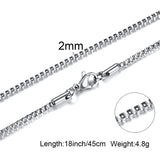 3mm Stainless Steel Box Chain Necklace Men 18-24 Inch