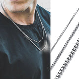 3mm Stainless Steel Box Chain Necklace Men 18-24 Inch