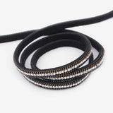 Flat Suede Leather Cord Rhinestone Metal Border for DIY Jewelry Craft