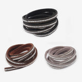 Flat Suede Leather Cord Rhinestone Metal Border for DIY Jewelry Craft