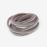 Flat Suede Leather Cord Rhinestone Metal Border for DIY Jewelry Craft