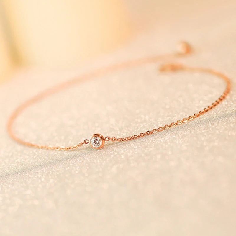Zircon Anklet Women 18KGP Rose Titanium Steel 316L Stainless Steel Jewelry