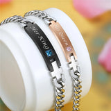 Stainless Steel Silver Couple Bracelets Link Chain Bangles for Women Men
