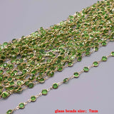 1m Green Crystal Beaded Chain for DIY Jewelry Making