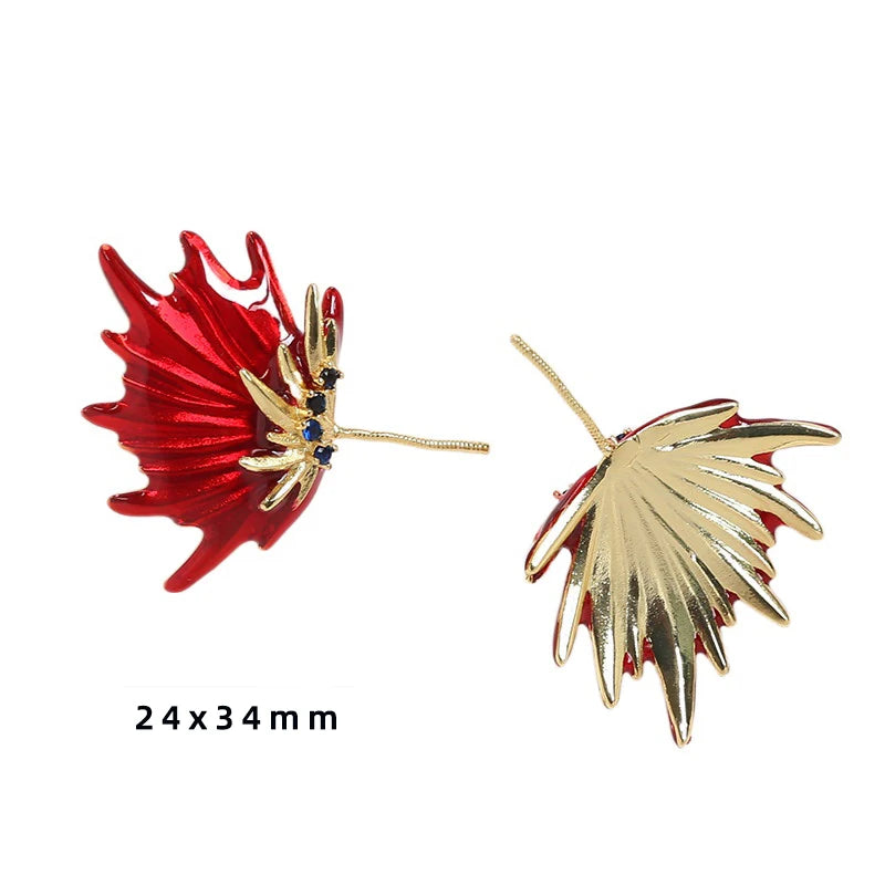 24x34mm Copper Plated Wings with Oil Dripping Baroque Pearl Pin