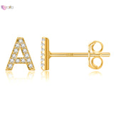925 Silver Geometric Letter Stud Earrings for Women