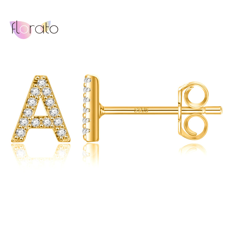 925 Silver Geometric Letter Stud Earrings for Women