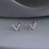 925 Silver Geometric Letter Stud Earrings for Women