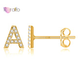925 Silver Geometric Letter Stud Earrings for Women