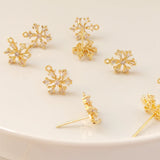 Copper Clad 14K Zircon Snowflake Earrings DIY Jewelry Material