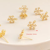Copper Clad 14K Zircon Snowflake Earrings DIY Jewelry Material