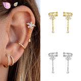 Flower-shaped Ear Cuff 24K Gold/925 Silver Clip Earrings Women