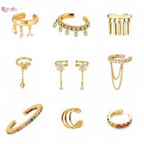 Flower-shaped Ear Cuff 24K Gold/925 Silver Clip Earrings Women