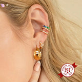 Flower-shaped Ear Cuff 24K Gold/925 Silver Clip Earrings Women