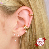 Flower-shaped Ear Cuff 24K Gold/925 Silver Clip Earrings Women