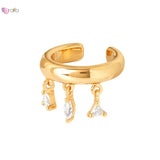 Flower-shaped Ear Cuff 24K Gold/925 Silver Clip Earrings Women