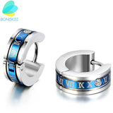 Men's Stainless Steel Roman Numeric Hoop Earring