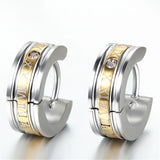 Men's Stainless Steel Roman Numeric Hoop Earring