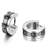 Men's Stainless Steel Roman Numeric Hoop Earring