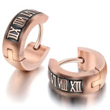 Men's Stainless Steel Roman Numeric Hoop Earring
