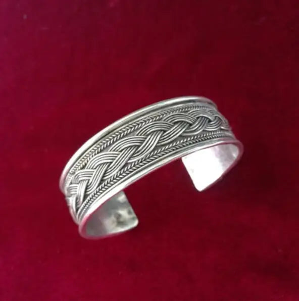 Guizhou Ethnic Silver Plated Narrow Bracelet - Small Open Bracelet