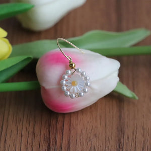 10mm Daisy Flower & Pearl Earrings 925 Silver Plated Women Wedding Jewelry Gift