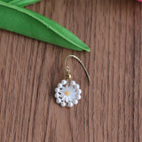 10mm Daisy Flower & Pearl Earrings 925 Silver Plated Women Wedding Jewelry Gift