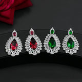 Stud Earrings Olivine Rhinestone Wedding Bridal Jewelry Red Zircon