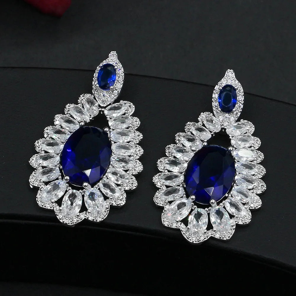 Stud Earrings Olivine Rhinestone Wedding Bridal Jewelry Red Zircon
